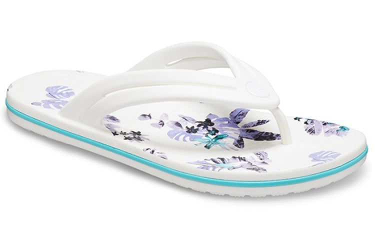 (WMNS) Crocs Crocband Flowers Flip-Flops White 206101-1C8