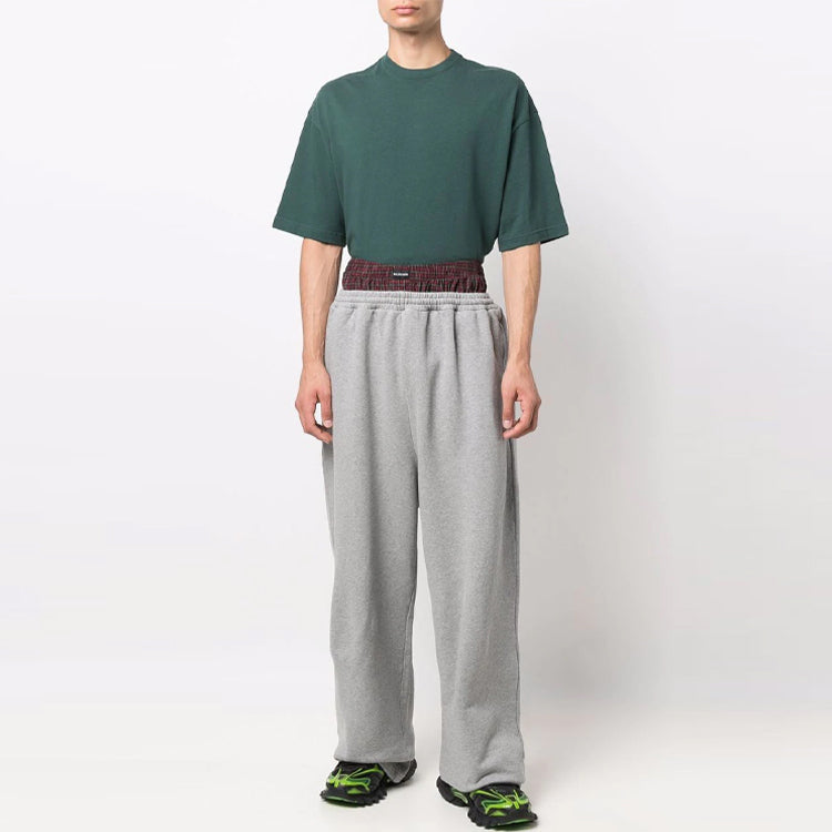 Balenciaga Trompe L'oeil Double Waistband Sweatpants 'Red Grey' 662627TKM366100