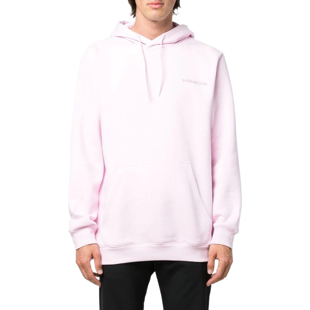 adidas Back Pattern Drawstring Hood Long Sleeves Hoodie Men's Light Pink HF5674