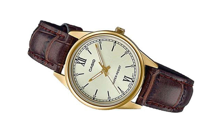 CASIO DRESS Series Belt Wrist Golden Dial Quartz Waterproof Gold Watch Dial Gold Analog LTP-V005GL-9B