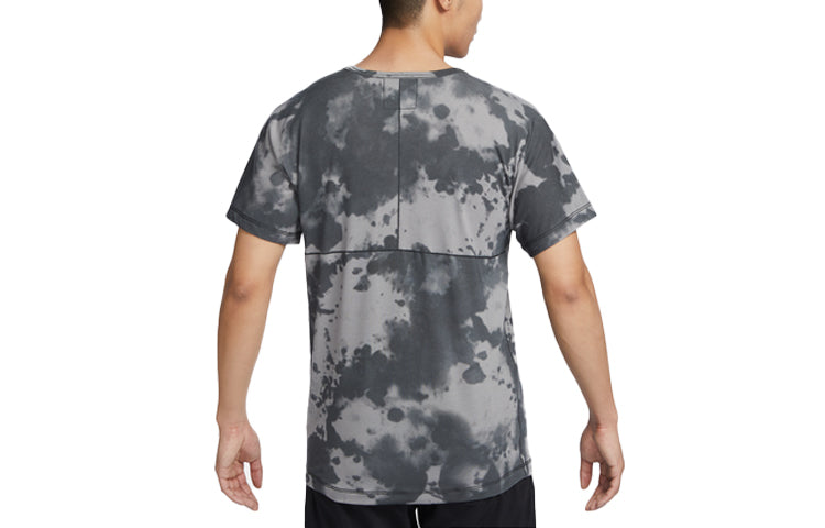 Nike Dri-fit All-over Print Short-sleeve Yoga Top 'Anthracite Flat Pewter White' DX0923-060