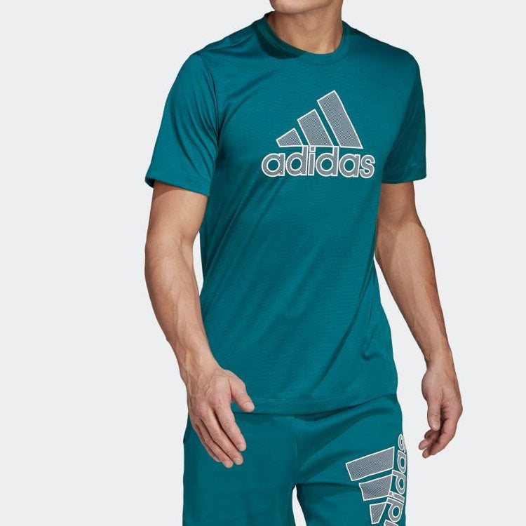 Men's adidas Alphabet Geometry Logo Printing Round Neck Short Sleeve Japanese Version Green T-Shirt H61171