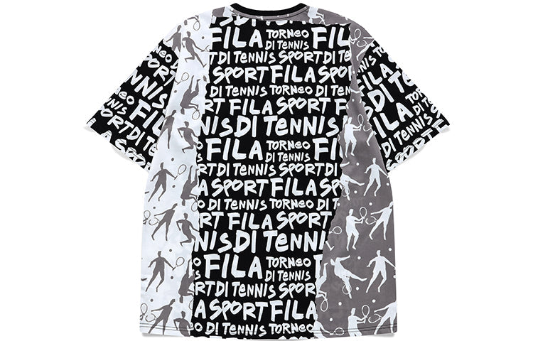 Men's FILA FUSION Casual Sports Breathable Full Print Short Sleeve T11M121116A-BK