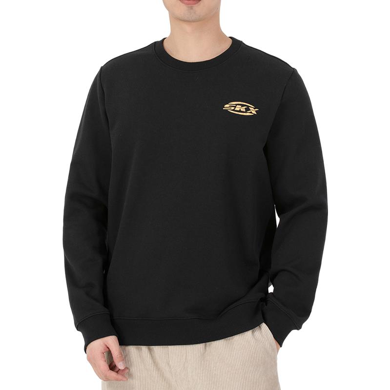 Skechers x SKX Logo Printed Crew Sweater 'Black Yellow' P122M011-0018