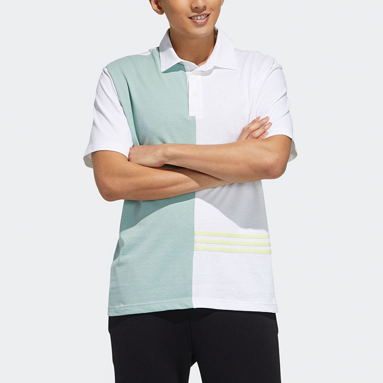 adidas neo Casual Splicing Colorblock Sports Short Sleeve Polo Shirt White GP4822