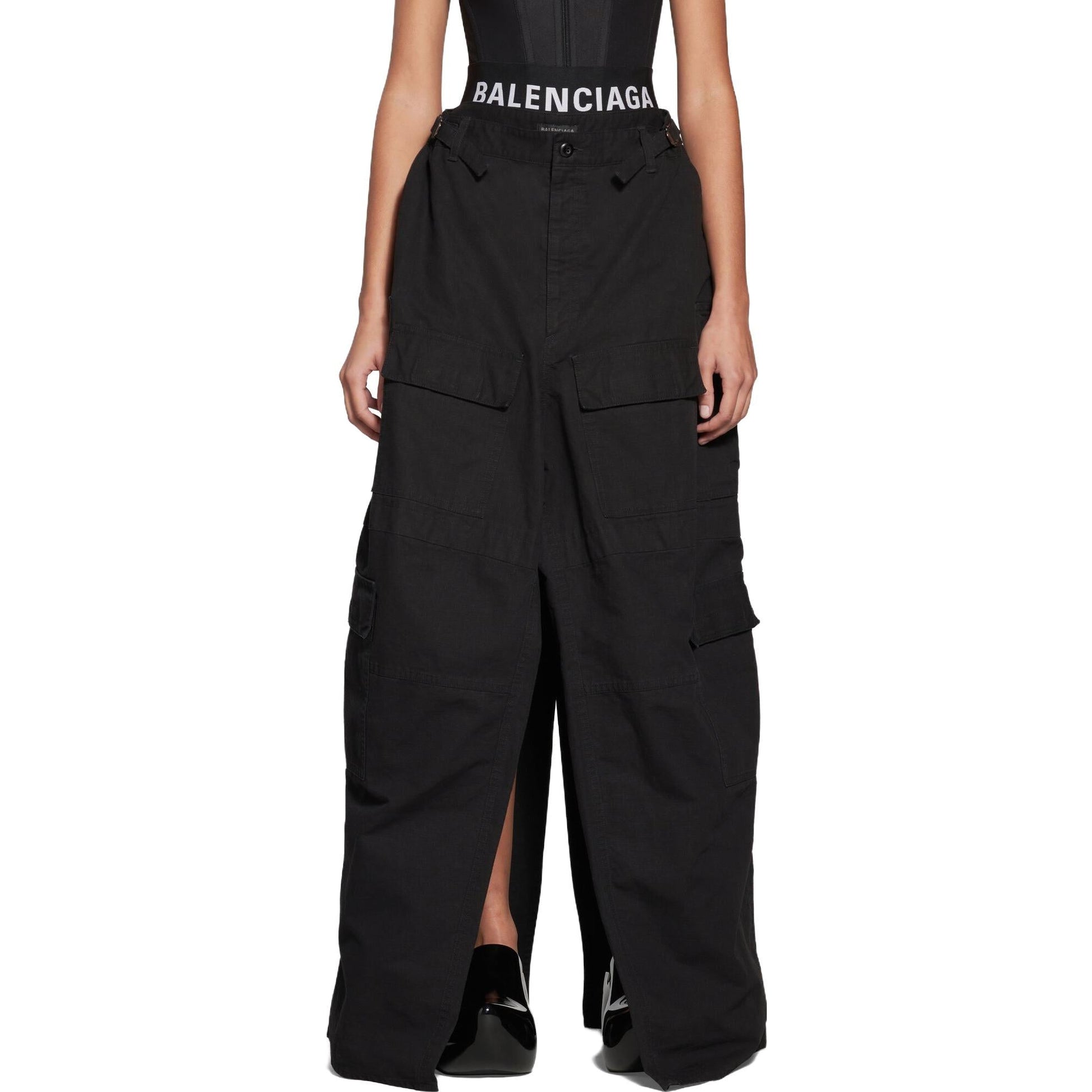 (WMNS) Balenciaga Apron Cargo Pants Skirt 'Black' 748599TKP271000
