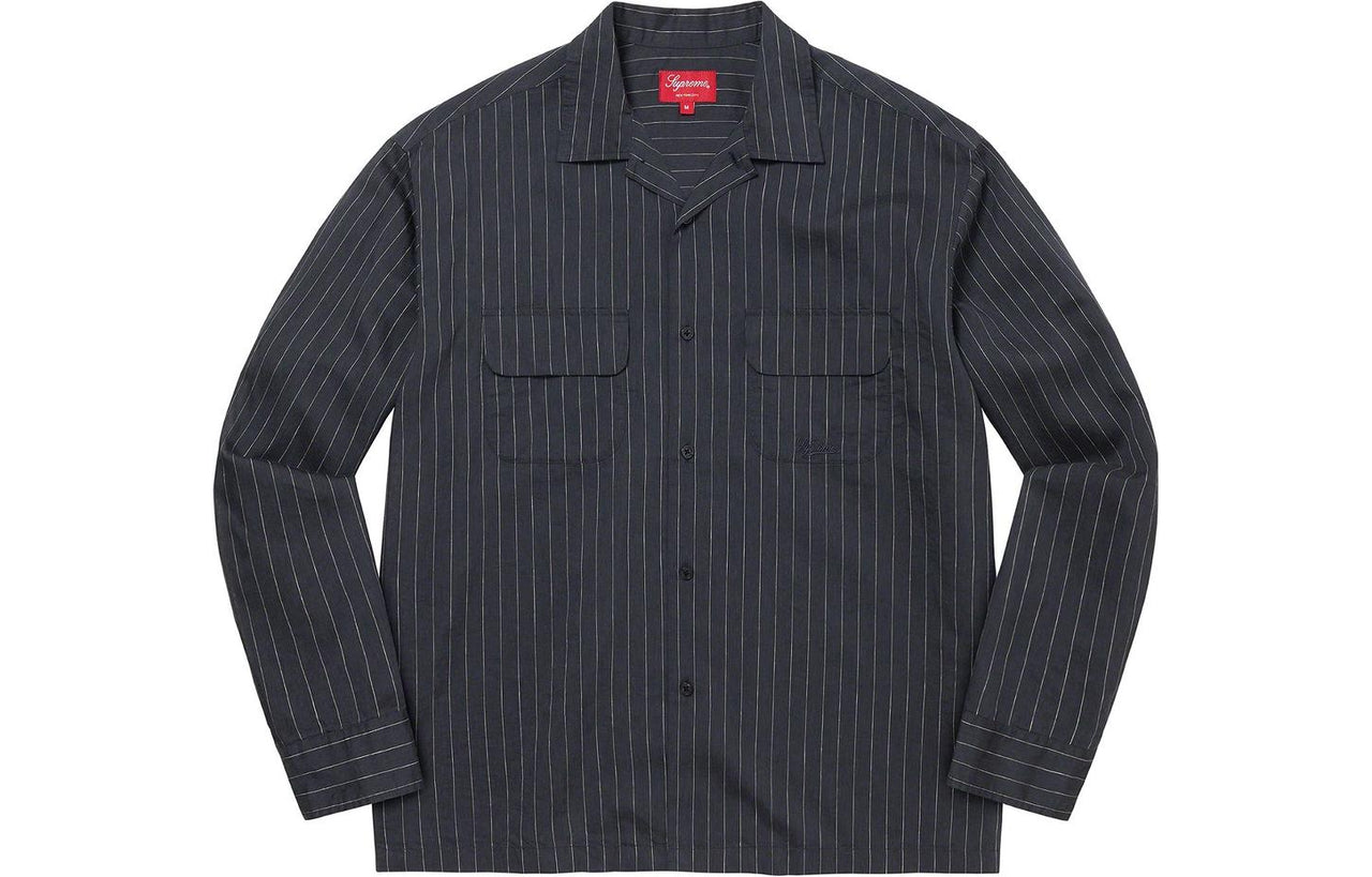 Supreme SS23Week9 Pinstripe Linen Shirt 'Navy' SUP-SS23-166