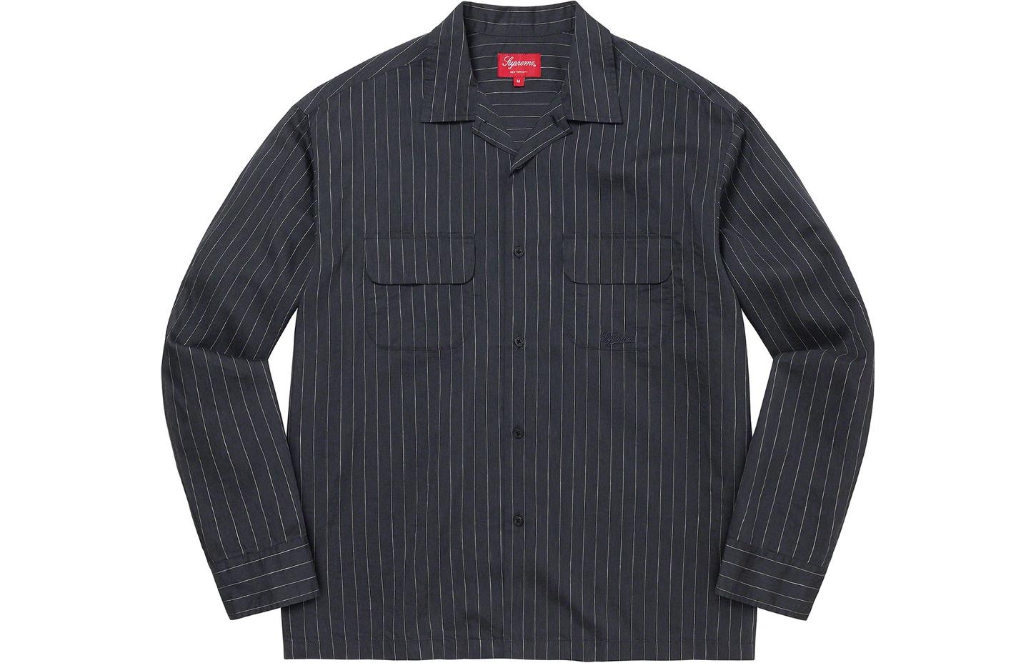 Supreme SS23Week9 Pinstripe Linen Shirt 'Navy' SUP-SS23-166