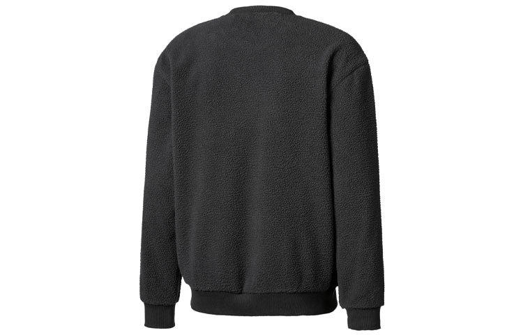 PUMA Classics Solid Color Fleece Loose Round Neck Pullover Black 597867-01