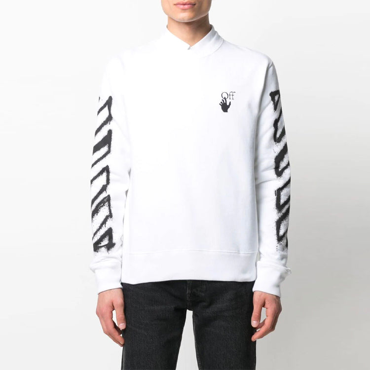 Off-White SS21 Graffiti Printing Round Neck Long Sleeves Version White OMBA025S21FLE0040110