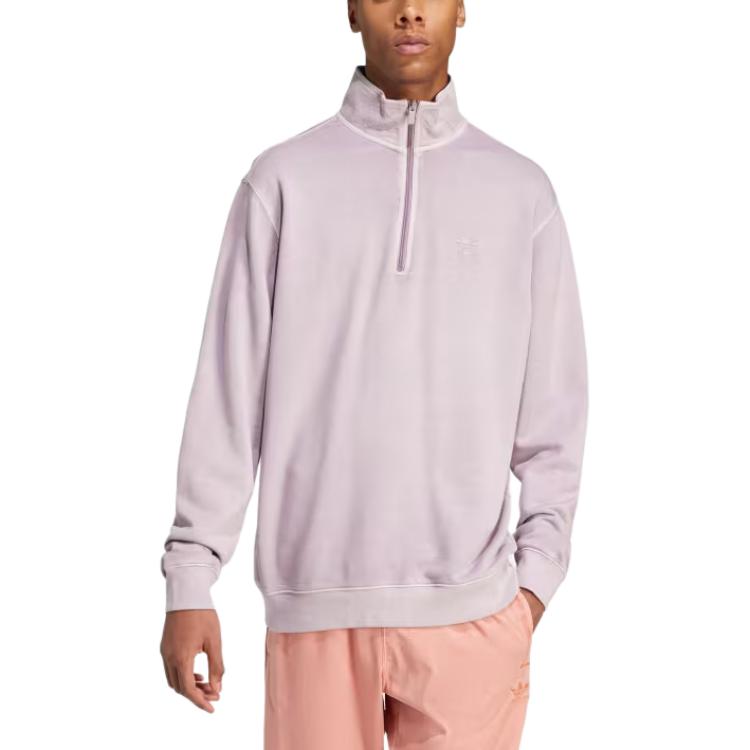adidas Trefoil Essentials+ Dye Half Zip Crew Sweatshirt Asia Sizing 'Light Purple' IS1745