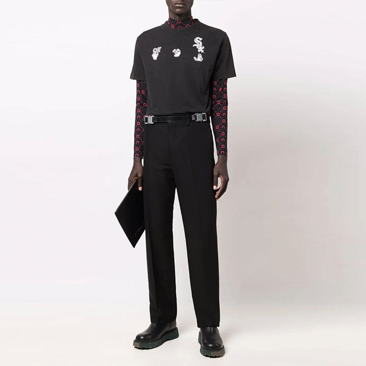 Off-White x New Era x MLB Crossover SS22 Logo Printing Short Sleeve Ordinary Version Black OMAA027G21JER0061001
