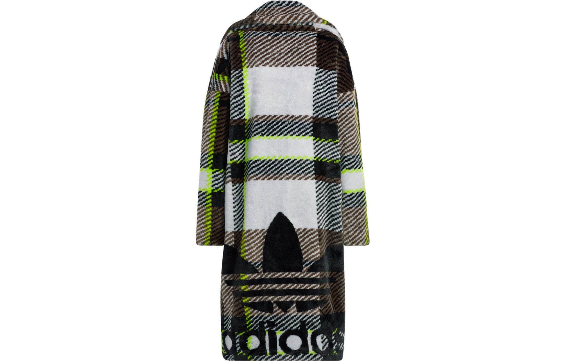 adidas x Ivy Park Long Plaid Faux Fur Jacket 'Clear Grey Brown Green' HN1573
