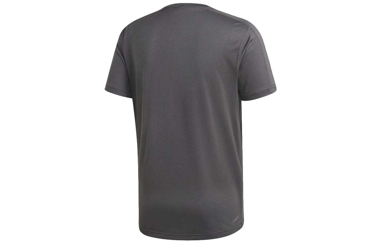 adidas D2m Tee 3s Casual Quick Dry Breathable Round Neck Sports Short Sleeve Gray DU1259