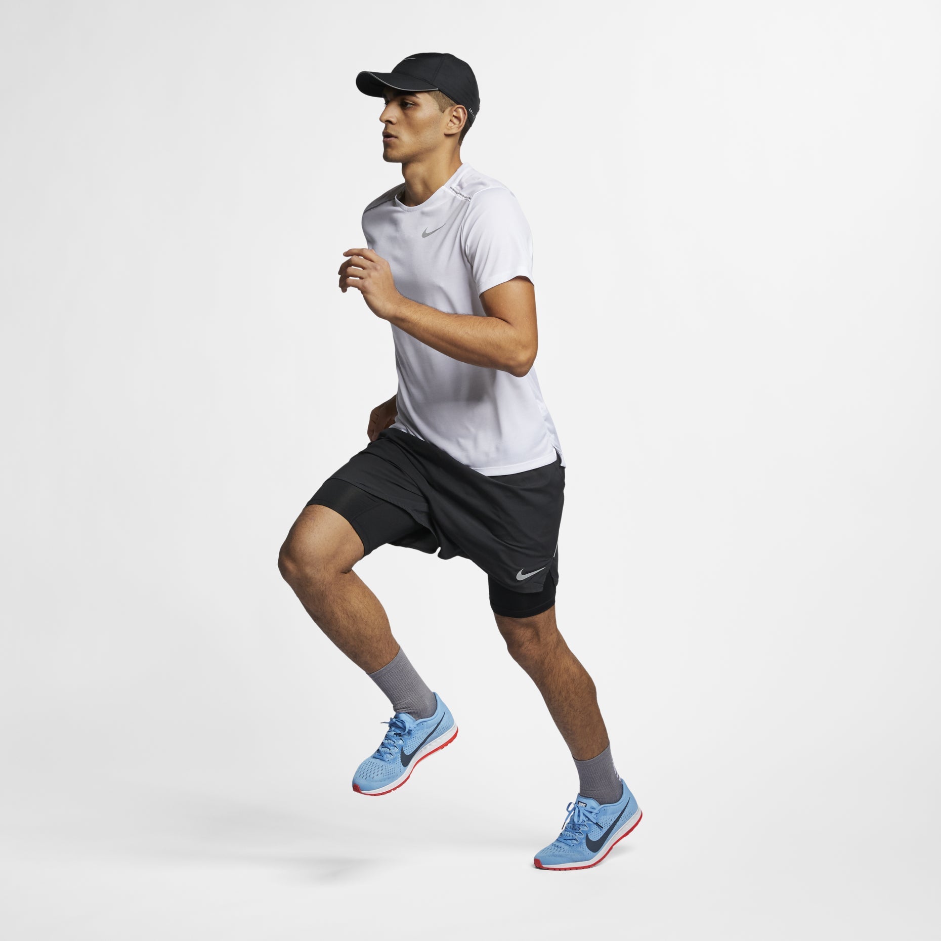 Nike DRI-FIT MILER Running Quick Dry Short Sleeve Asia Sizing 'White' AJ7566-100