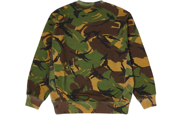 PALACE Healthily Crew Dpm Classic Large Logo Round Neck Long Sleeves Camouflage Green P20CS152