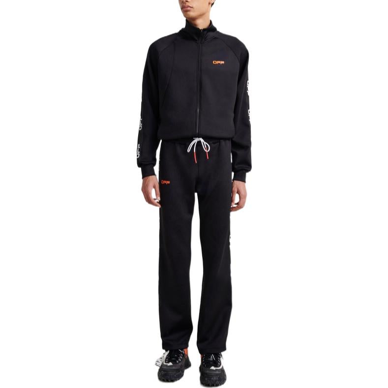 Men's Off-White SS22 Side Logo Lacing Straight Sports Pants/Trousers/Joggers Ordinary Version Black OMVI005I21FAB0011020