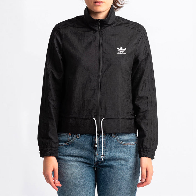 (WMNS) adidas originals Ruffle Tracktop Stand Collar Jacket Black ED4741
