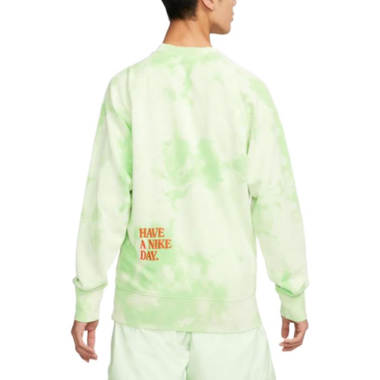 Nike  Tie Dye Flowers Pattern Round Neck Pullover Long Sleeves Hoodie Men's Green DM5010-332
