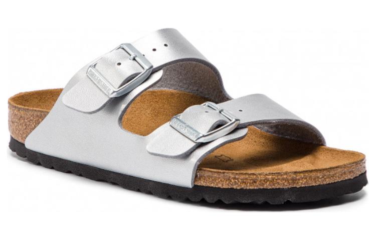 Birkenstock Arizona Birko-Flor Narrow Fit Sandals 'Silver' 1012283