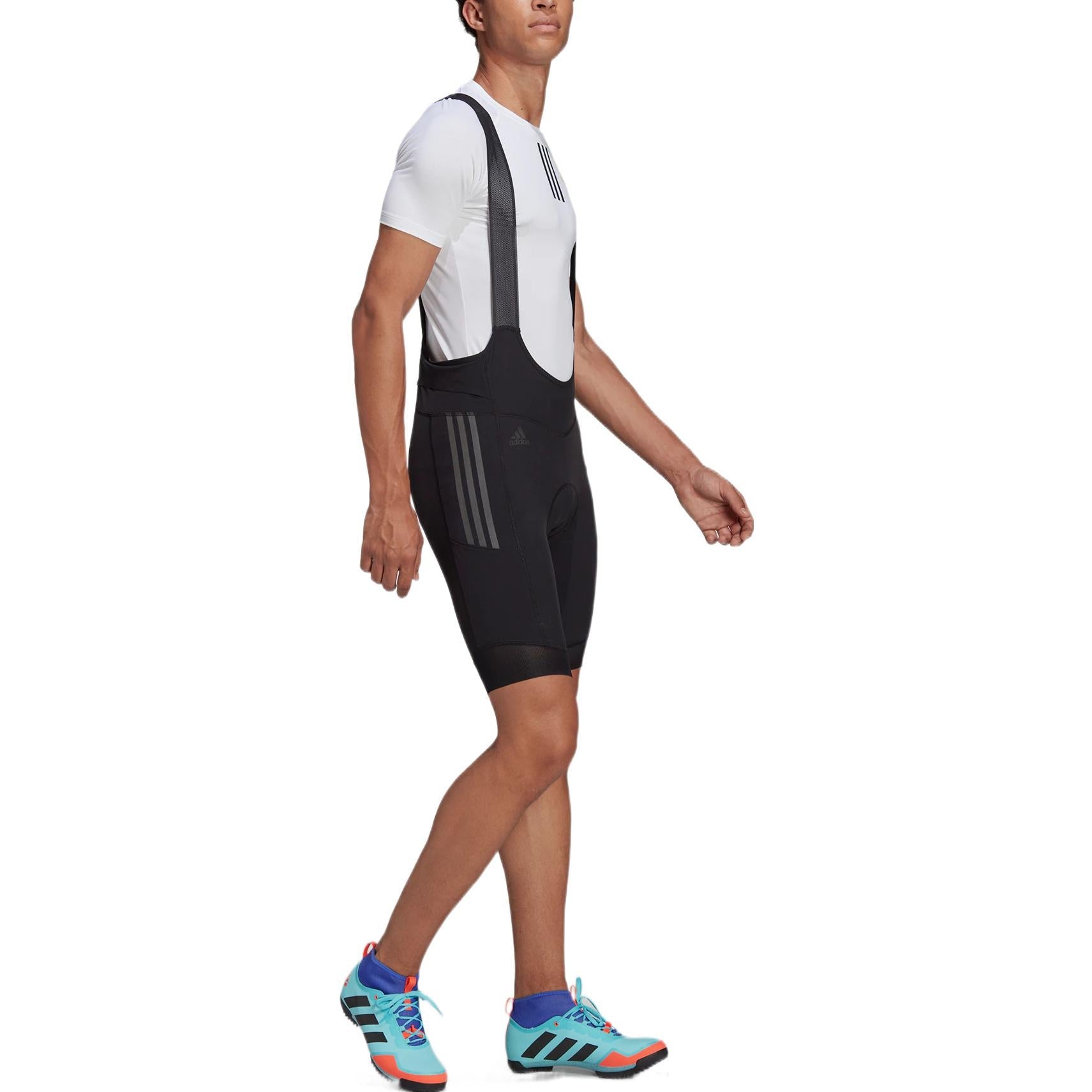 Men's adidas The Adiv Bib Solid Color Logo Embroidered Cycling Shorts Black H51171