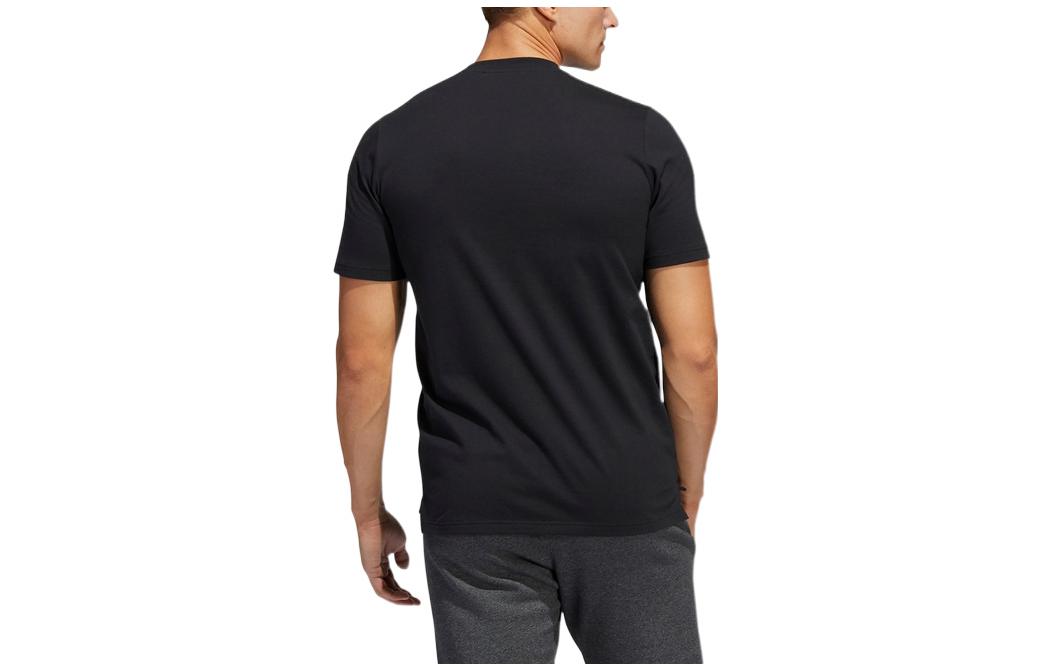Men's adidas Landscape Logo Pattern Printing Round Neck Short Sleeve Black T-Shirt HE2302