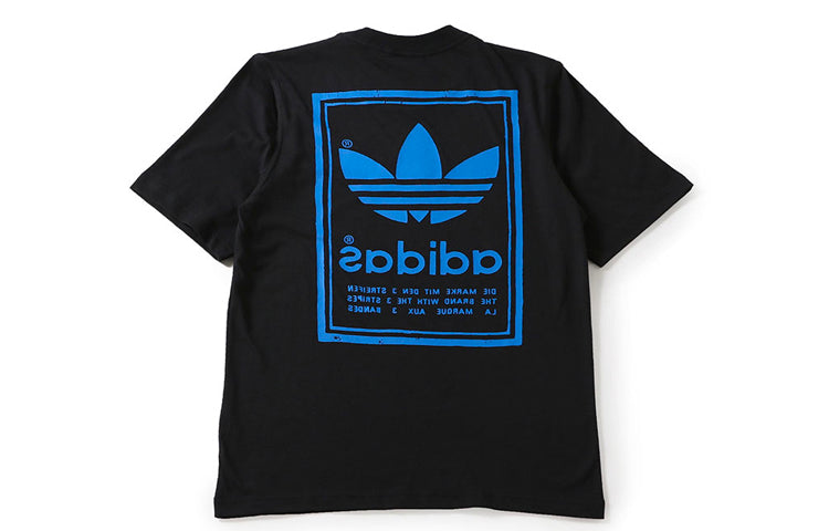 adidas originals Classic Logo Sports Round Neck Short Sleeve Black ED6918