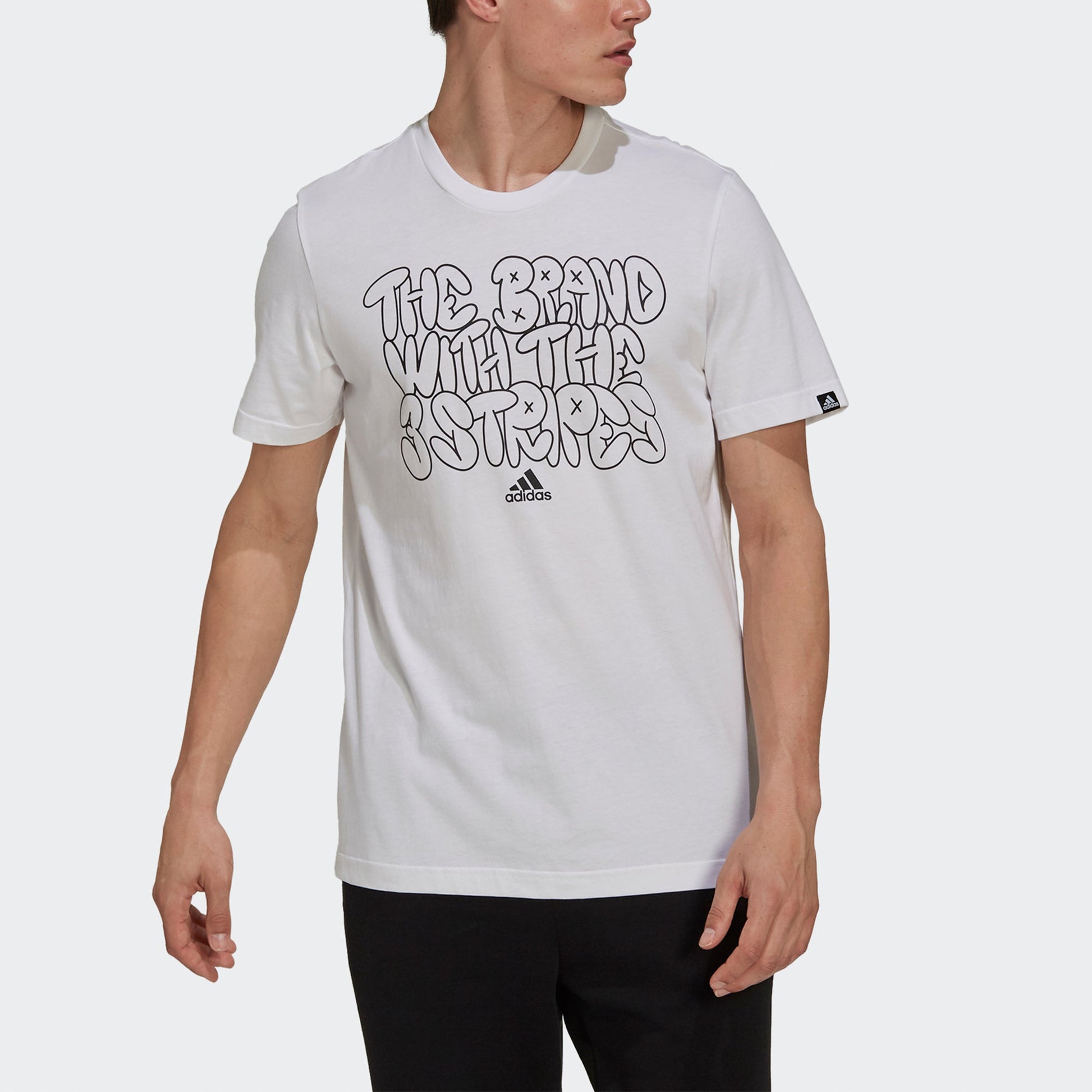 adidas M Ddlbmb S G T Alphabet Printing Sports Round Neck Short Sleeve White GS4004