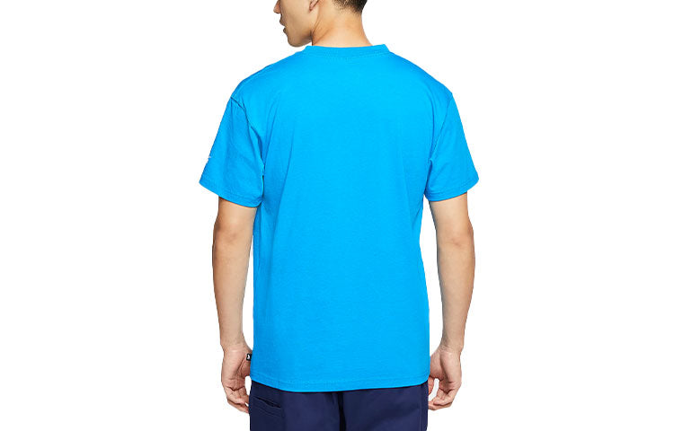 Nike SB Pocket Embroidered Skateboard Loose Sports Round Neck Short Sleeve Blue CZ3497-423