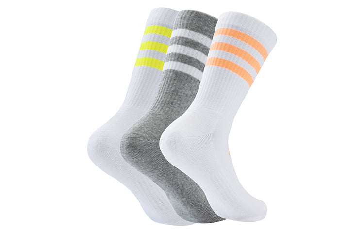 adidas Meias 3-Stripes 3 Pares 'White Grey' HI3434