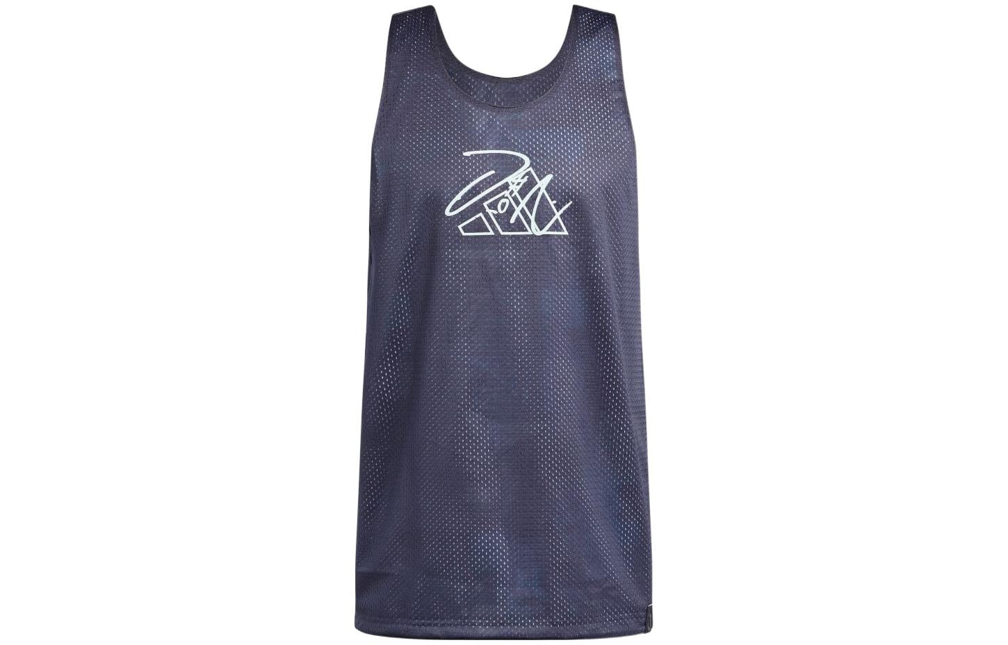Men's adidas Reversible Logo Printing Straight Casual Sports Navy Blue Vest HE6376