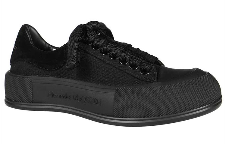 (WMNS) Alexander McQueen Deck Skate Plimsoll Lace Up 'Black' 654593W4MV71000