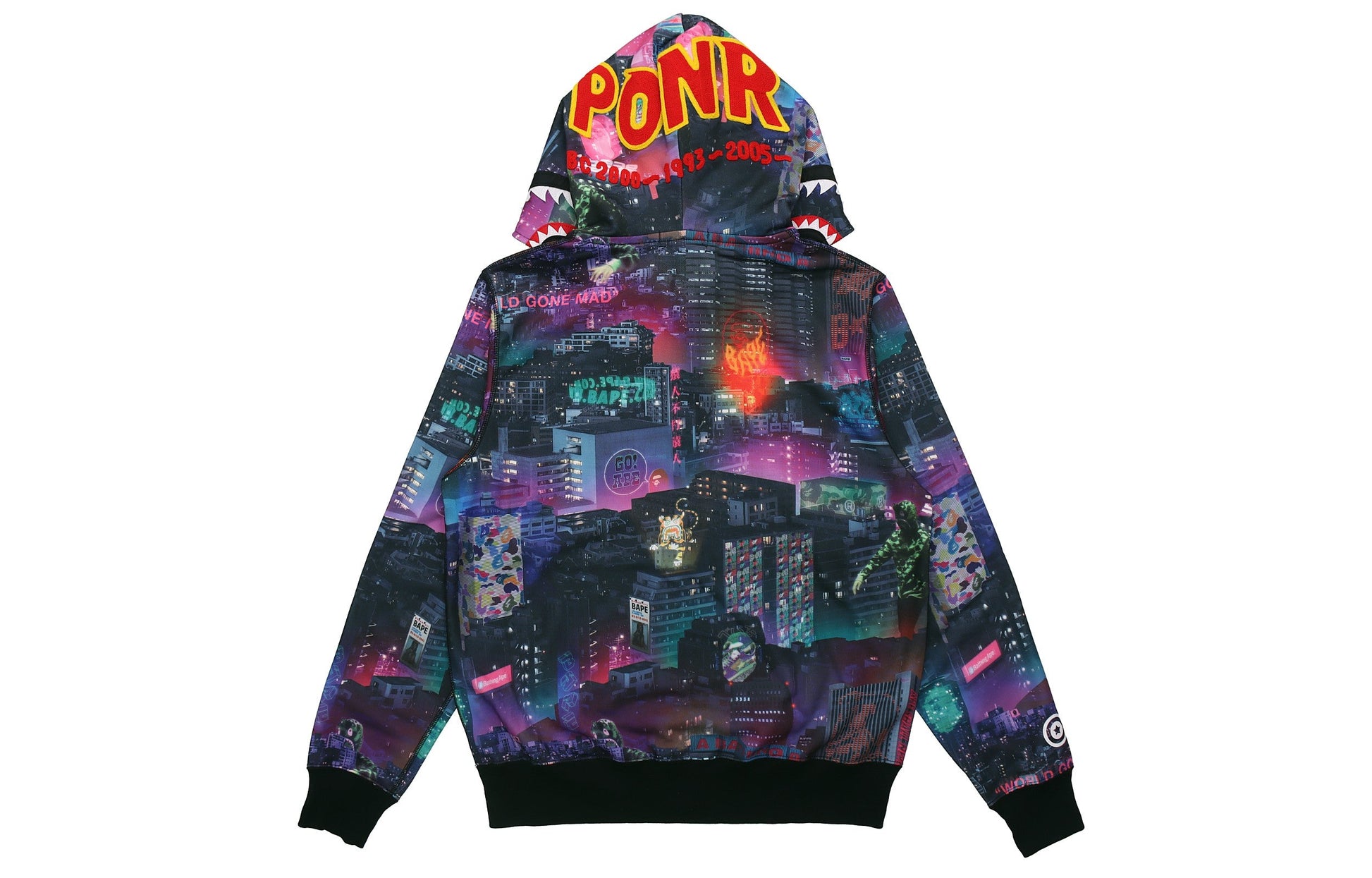 A Bathing Ape Shark Neon Tokyo Full Zip Hoodie 'Purple' 1G30-115-020