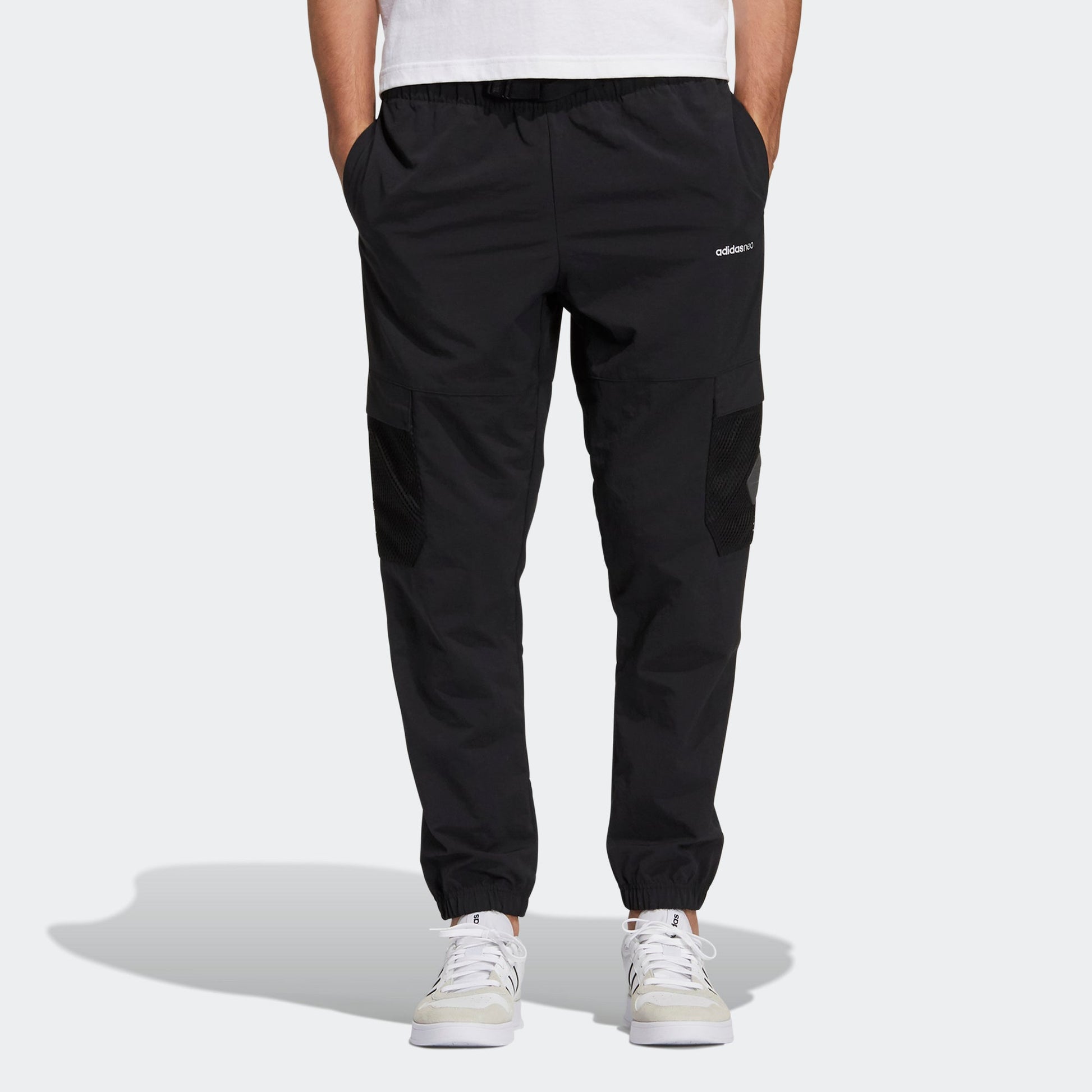 Men's adidas neo Sw Wvn Crg Tp Casual Sports Pocket Elastic Waistband Long Pants/Trousers Black H55277