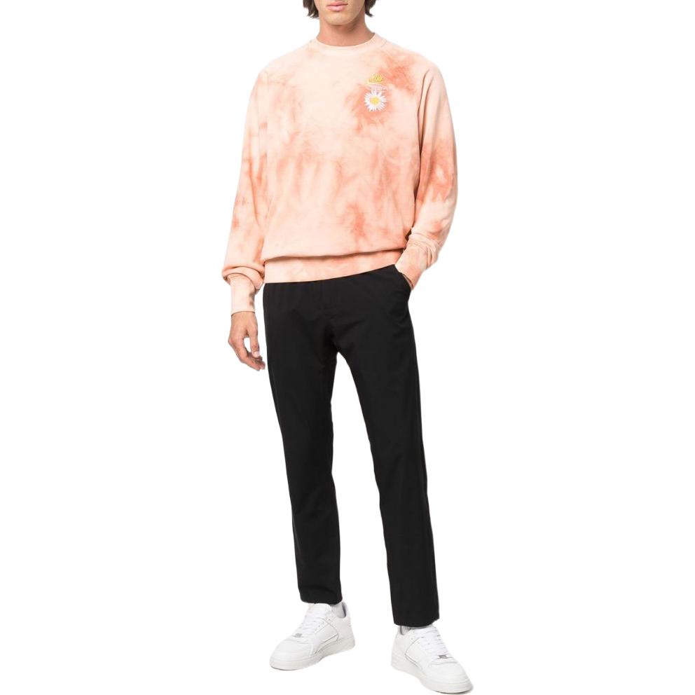 Men's Nike Sportswear Tie Dye Chest Pattern Printing Round Neck Pullover Long Sleeves Orange Pink DM5010-657