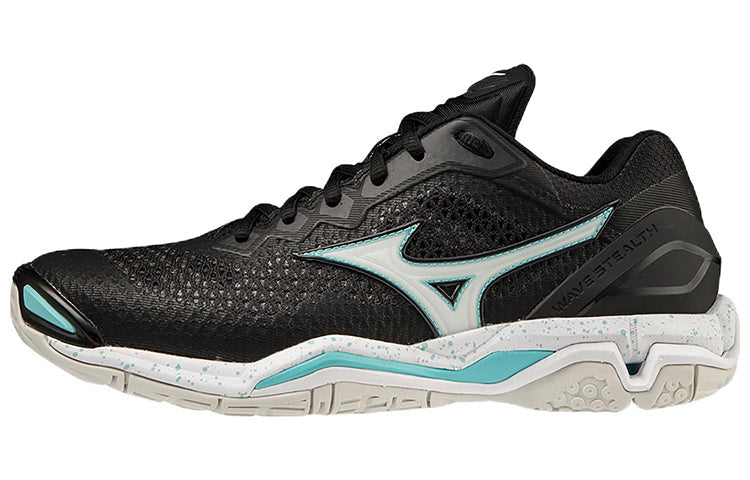 Mizuno Wave Stealth 5 Low Tops Training Shoe Black White Blue X1GB189805