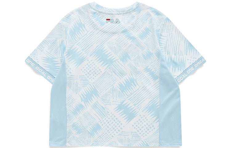 FILA FUSION Logo Printing Loose Knit Sports Short Sleeve White T11W125115F-LB
