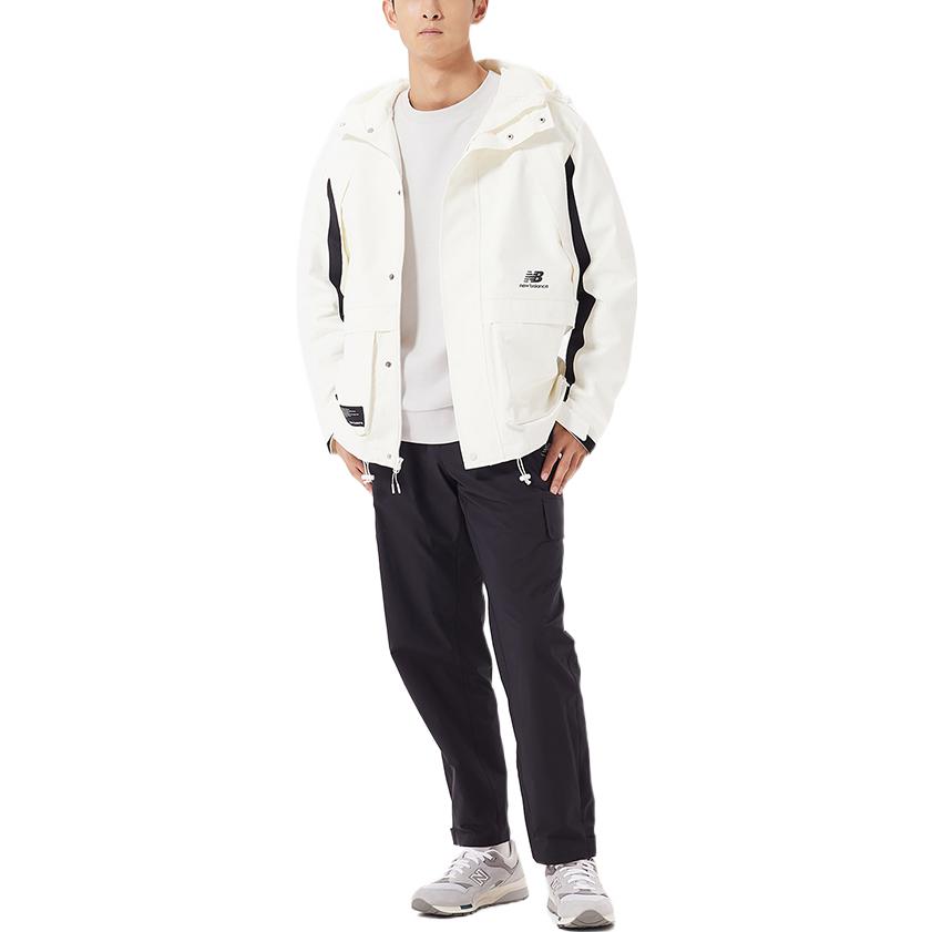 New Balance FW22 Hooded Windproof Jacket Asia Sizing 'White Black' AMJ23320-CIC