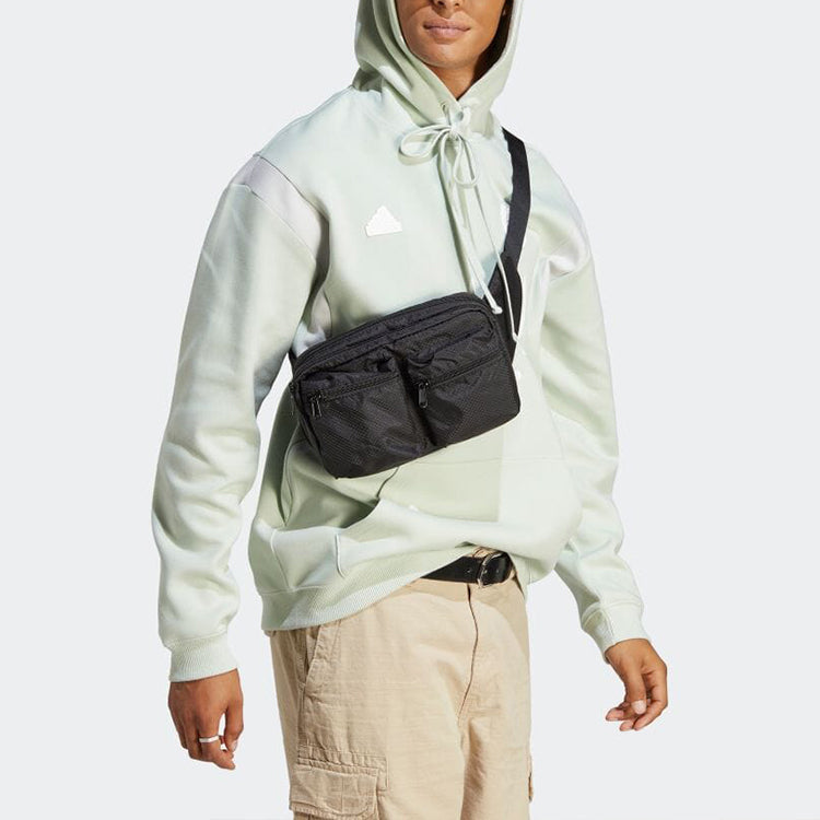 adidas Solid Color Drawstring Hooded Pullover Long Sleeves Hoodie Unisex Flax Green HS5907