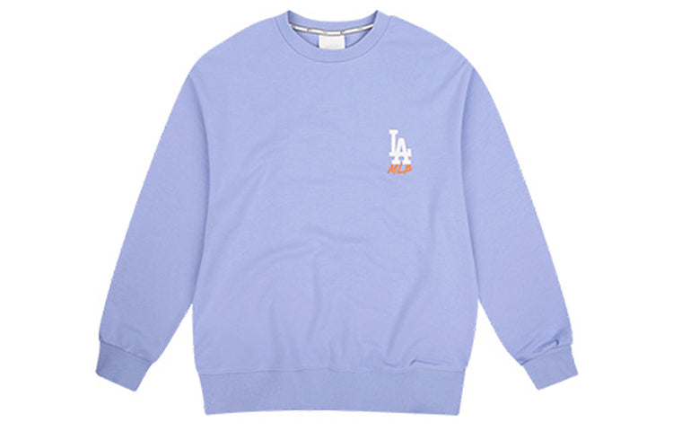 MLB Los Angeles Dodgers Long Sleeves Loose Logo Printing Round Neck Unisex Blue Purple 31MT04941-07V