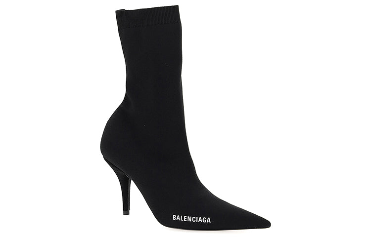 (WMNS) Balenciaga Logo Sock Boots 'Black' 616246W18021090