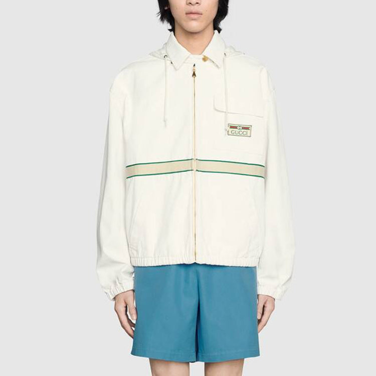 Gucci Eco-Friendly Cotton Jacket With Vintage Label 'White' 655708-XDBPZ-9692