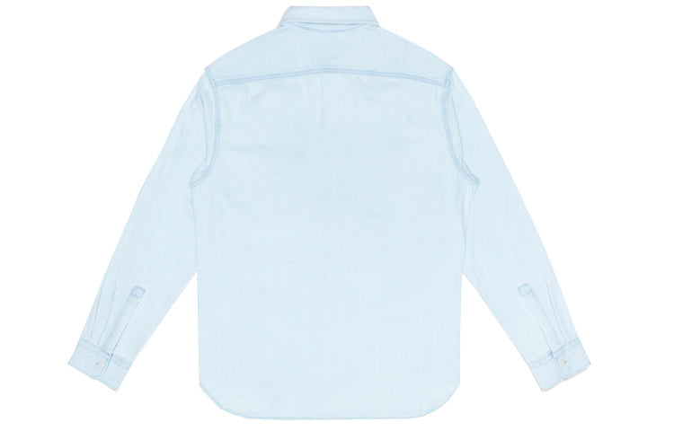 Men's Levis Casual lapel Denim Long Sleeves Shirt Light Blue 85478-0000
