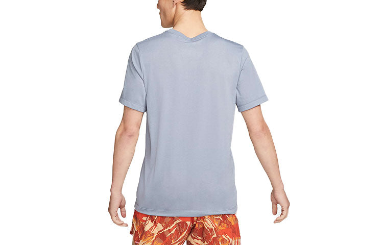 Men's Nike Dri-FIT Alphabet Pattern Printing Quick Dry Trail Running Sports Short Sleeve Slate Grey T-Shirt DM5424-493