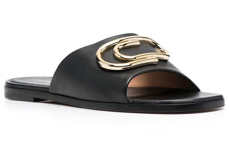 (WMNS) Off-White Paperclip Leather Sandals 'Black Gold' OWIC015S23LEA0031076