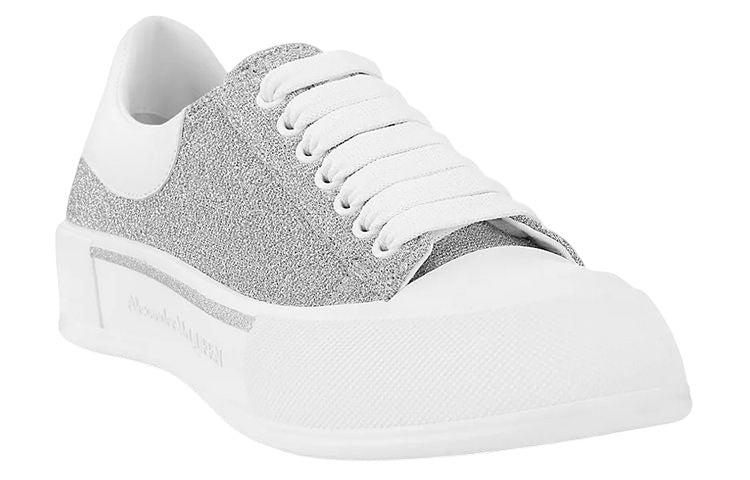 Alexander McQueen Deck Lace-Up Plimsoll Sneakers 'Grey White' 682409W4RU18598