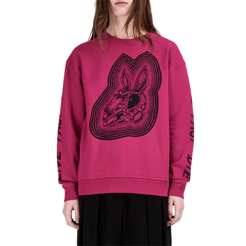 (WMNS) Alexander McQueen Printing Round Neck Pullover Hoodie 'Rose Red' 337341-RIJ42-5103