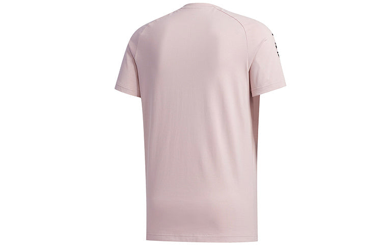 adidas neo M Esntl 3s T Alphabet Printing Sports Short Sleeve Pink FP7392