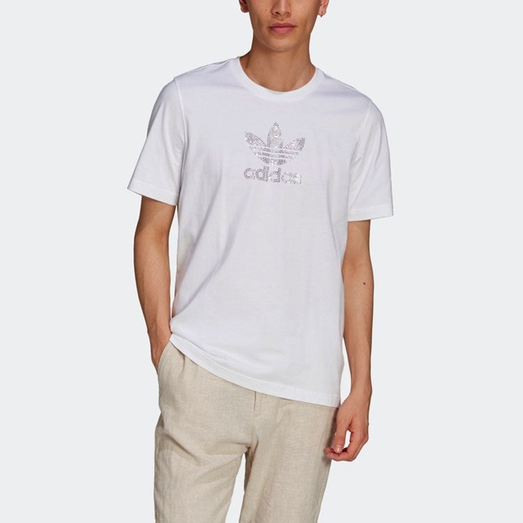adidas originals Round Neck Pullover Casual Sports Short Sleeve White GN3647
