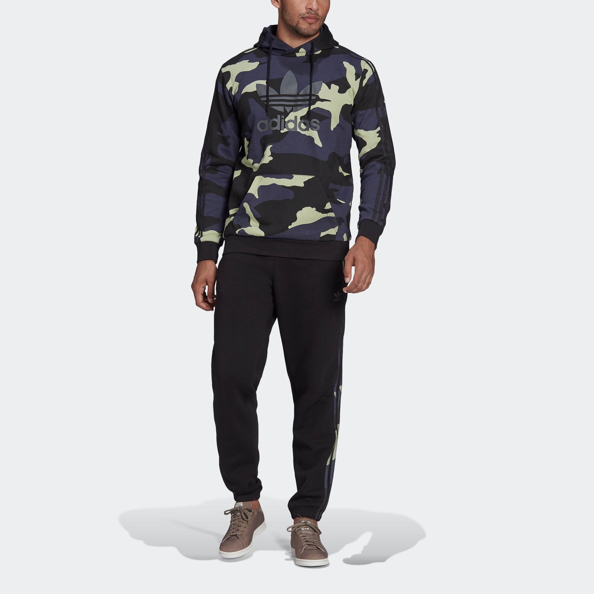 Men's adidas originals Camo Pants Side Elastic Waistband Sports Pants/Trousers/Joggers Black HF4878